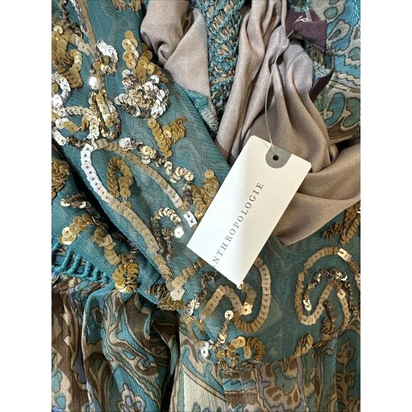 Ranna Gill Anthropologie Dress 8 Boho Paisley Sequin Embroidered Maxi Sleeveless - Picture 10 of 16